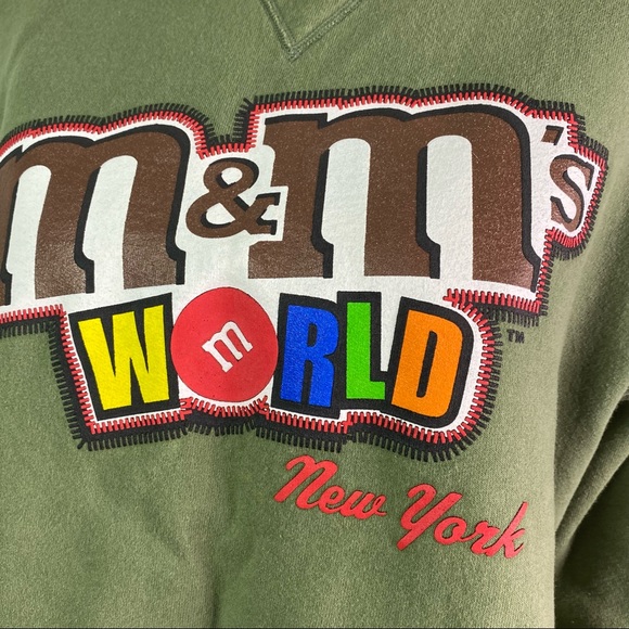 Vintage 90s M&Ms World Olive Green Sweatshirt Med - Picture 2 of 7